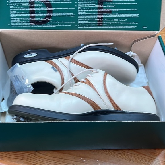 Ecco classic saddle white cognac Gore-Tex Golf Shoes - Size 36 - Picture 12 of 14
